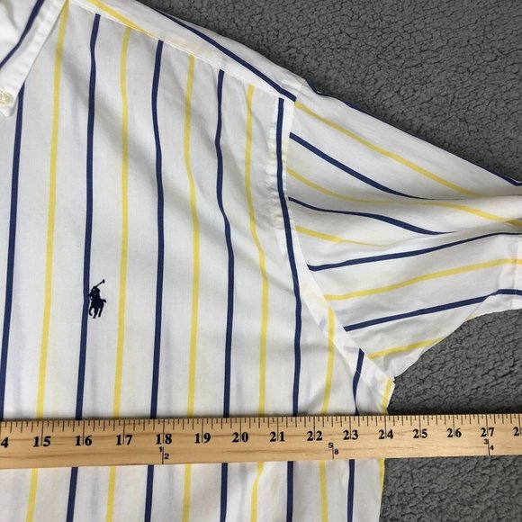 Ralph Lauren Men's Medium Blake Button Down Shirt Short Sleeve Pony Preppy White - Picture 7 of 9